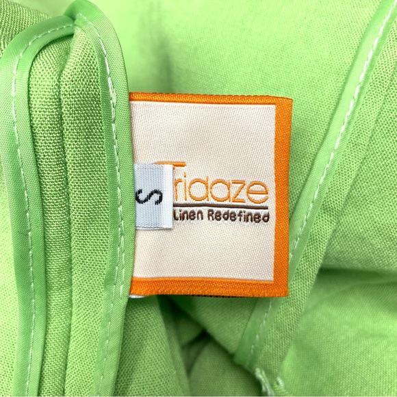 Fridaze Linen Tunic Top Collared Button Shirt Size Small Green Lagenlook Artsy - Picture 10 of 11